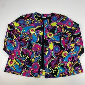 Laura Ashley Womens Petites Size M (PM) Paisley Blazer Jacket